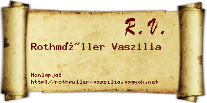 Rothmüller Vaszilia névjegykártya